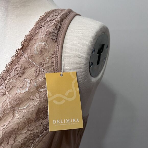 DELIMIRA Women Front Closure Bra Full Coverage Wirefree Lace 38DD Racerback - Picture 3 of 8